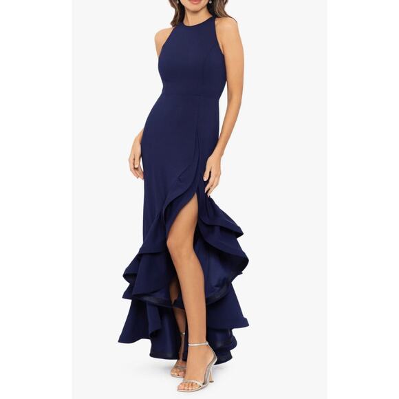 Betsy & Adam Dresses & Skirts - Betsy & Adam Navy Ruffle Maxi Dress